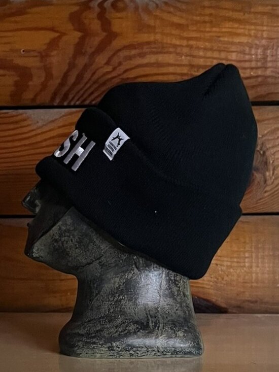 Rare NWOT Unisex LUSH Cosmetics Black Stretchy Beanie w/Fight Animal Testing Tag main image 3